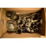 A good collection of mainly 19th century pewter to include hot plates, jugs, tazza, teapots etc
