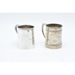 Silver christening mugs: Hallmarked for Sheffield 1917 and Birmingham 1909 (total 124 grams)
