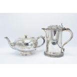 Victorian silver plate tea pot and lidded tankard (2)