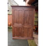 Late Victorian pitch pine stained school cupboard made by The Midland Educational Company. In good