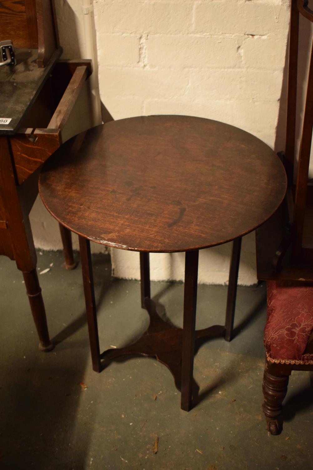 Georgian circular oak side/ occasional table. Damage to one part of the edge and other scuffs too.