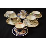 A collection of 19th century tea cups and saucers made by various English potter mainly in the style