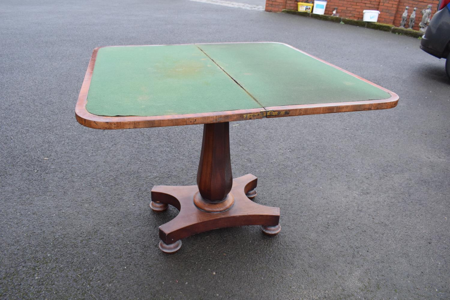 Late Victorian rosewood fold-over games table. The piece functions well and folds/ slides well. - Image 10 of 12