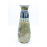 Royal Doulton stoneware tubular vase: impressed initials 'MB'. In good condition with some light