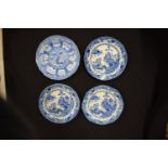 A collection of blue and white plates to include Joshua Turner circa 1810 together with an Adams