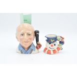 Small Royal Doulton character jug Brian 'Johnners' Johnston D7018 and miniature Snowman D7124 (2)