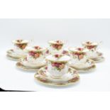 Royal Albert Old Country Roses collection of 6 trios. All in good condition without any obvious