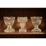 A collection of small antique glass monteiths (3) All with chipping to the rim and the base. 10cm