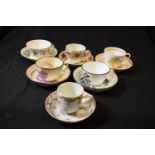 A collection of 19th century tea cups and saucers made by various English potter mainly in the style