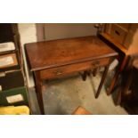Mahogany Victorian side table with single drawer. Some water staining. Not original handles,