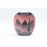 Lucy Goodwin Design signed purse vase with a potteries/ bottle kilns scene. In good condition