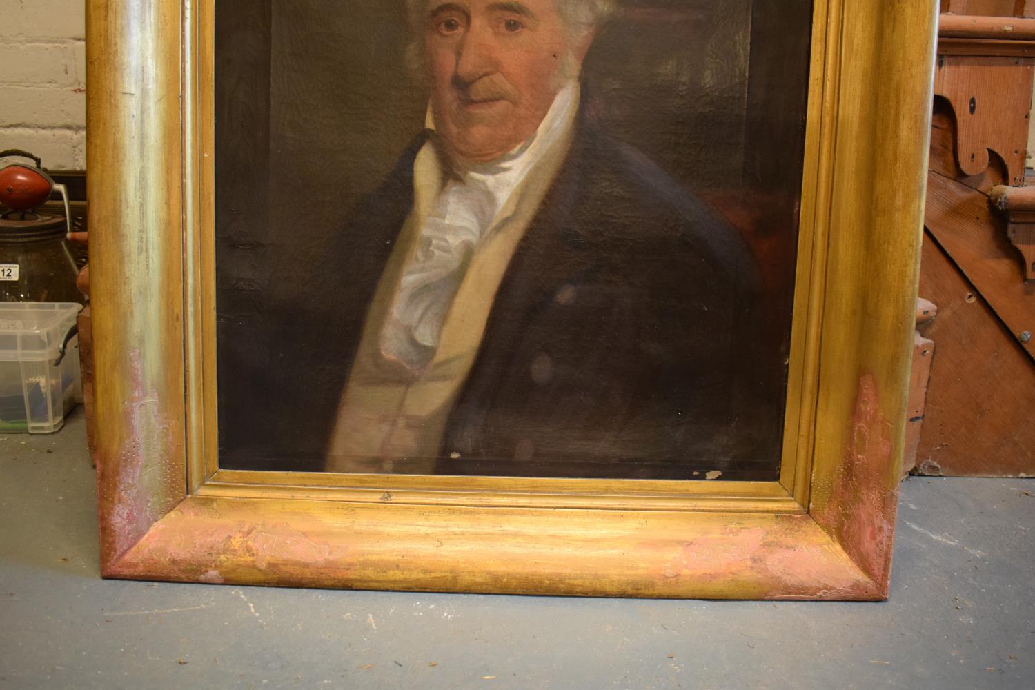 19th century oil on canvas of a gentleman. there is some paint missing rom the canvas. The frame - Image 2 of 6