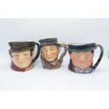 A collection of large Royal Doulton character jugs to include Tony Weller, Sam Weller and Johnny