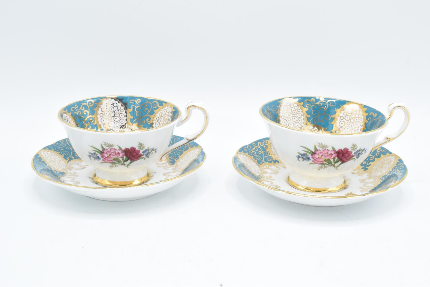 A pair of Paragon blue cups and saucers together with a Brian Leaman (Ex Royal Worcester) fruit - Image 3 of 5