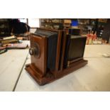 Antique magic lantern/ horizontal slide plater projector which has been converted to a light. Sold