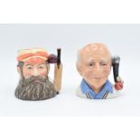 Small Royal Doulton character jugs Brian Johnstone D7018 and W G Grace D6845 (2). In good
