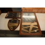 A collection of wooden mirrors, one from a dressing table (3). 89 x 51cm largest