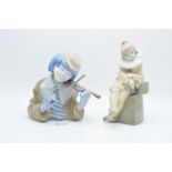 Lladro figures to include Little Jester 5203 and The Blues Clown 5600 (a/f) (2). The violin bow