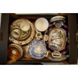 A collection of 19th century pottery to include English and continental examples (mostly damaged)