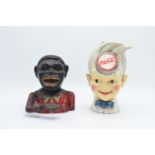 20th century reproduction money boxes to include a Coca Cola money box and one other example (2).