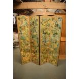 Early 20th century folding scraps screen. 168cm tall. 128cm if extended flat.