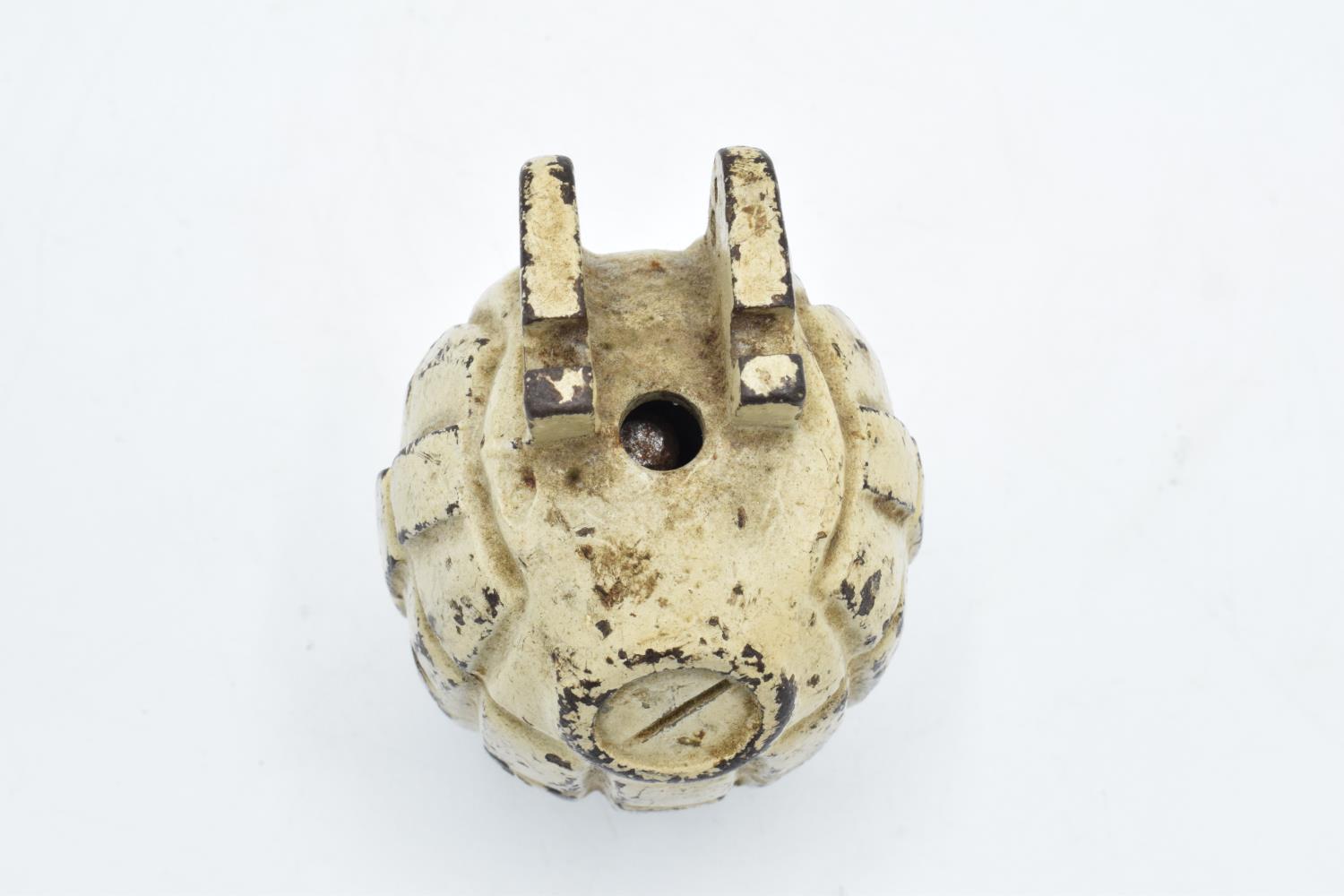 Mid-late 20th century Mills bomb Number 36 hand grenade, inept and FFE. The grenade has been drilled - Image 5 of 7