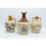 3 stoneware flagons to include Glengary, Watson Dundee Whiskey and a floral example from Port