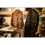 Faux wolf fur coat together with a Coney fur coat (2)
