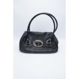 Christian Dior black leather handbag with embossed code 15-BO-0046 with original dustbag, vendor