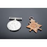 Pair of World War 1 medals to include 1914/1915 star & silver 1914/1918 medal: Pte L Seary, E Kent