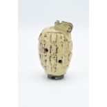 Mid-late 20th century Mills bomb Number 36 hand grenade, inept and FFE. The grenade has been drilled
