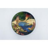 Moorcroft pin tray with a woodland and stream scene. Marked with silver line for seconds but in good