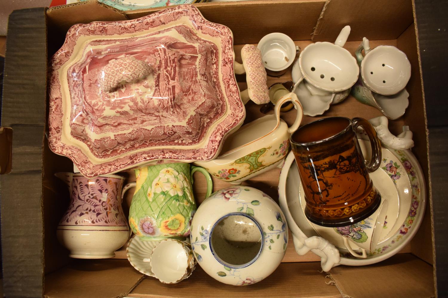 A collection of mainly 19th century pottery to include Masons Tureen af, Royal Winton etc. Condition