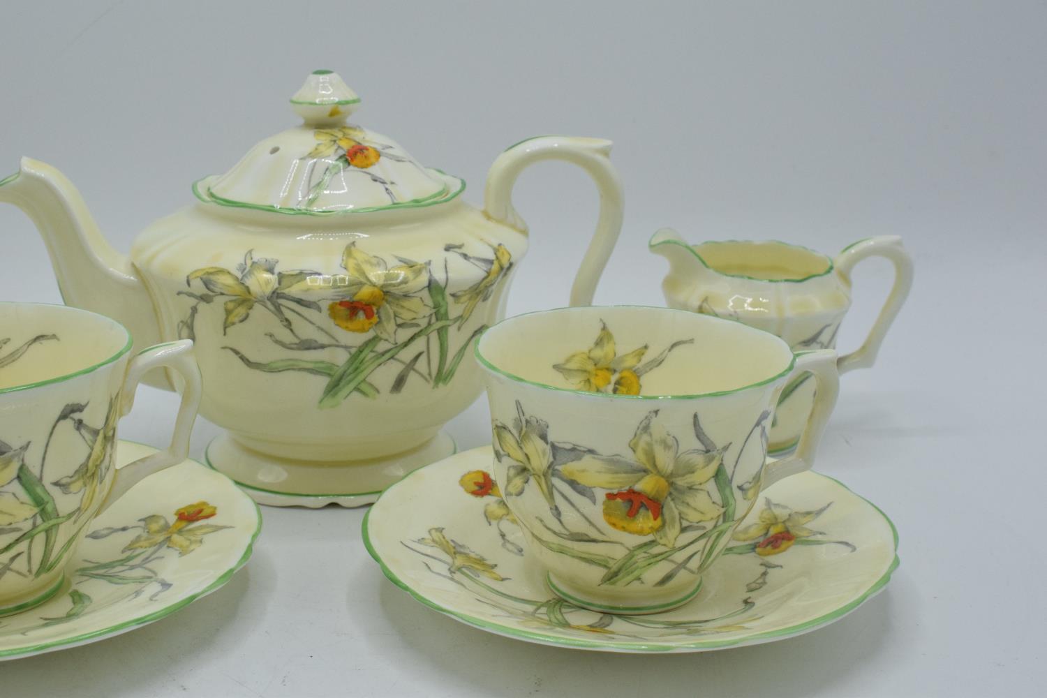 Crown Staffordshire tea for two set in a floral design. In good condition with no obvious damage - Image 2 of 4