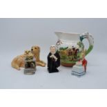 A mixed collection of items to include Beswick Beatrix Potter Mr Jackson, Doulton Buzfuz, Happy