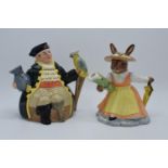 Royal Doulton Bunnykins Lady of the Manor teapot and a Long John Silver teapot (2). In good