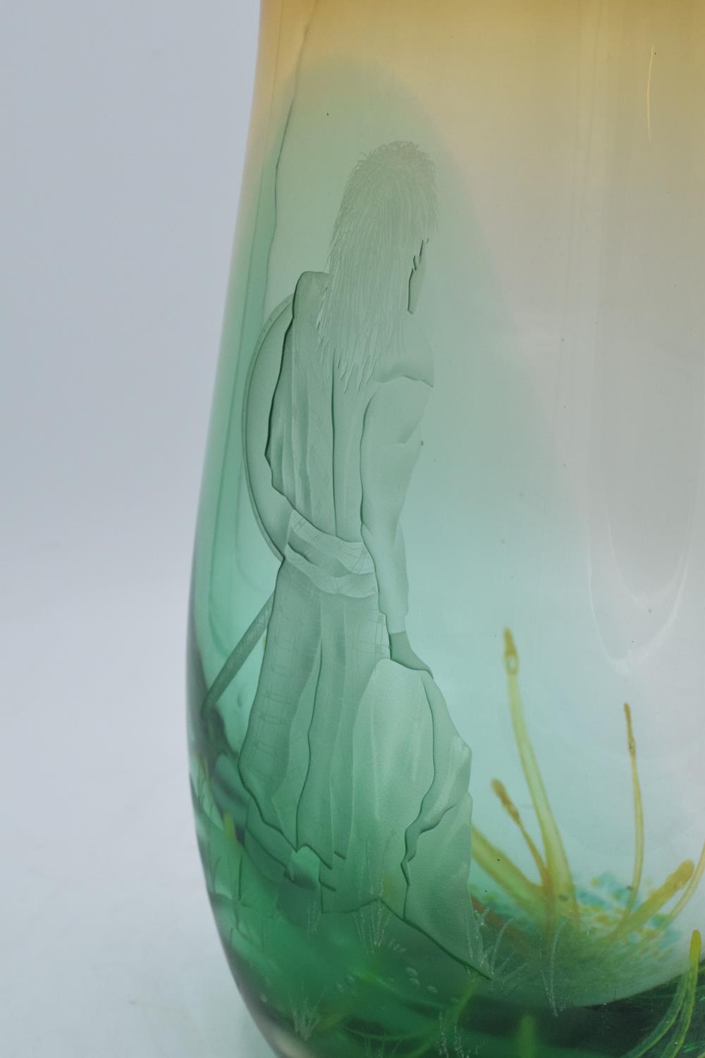 Caithness one-off glass vase 'Highlander' 2002, signed to base by the artist. 27cm tall. - Image 6 of 10