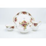 A collection of Royal Albert Old Country Roses to include a medium tea pot, milk and sugar, cake