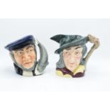 Large Royal Doulton character jugs to include Pied Piper D6403 and Capt Ahab D6500 (2). In good