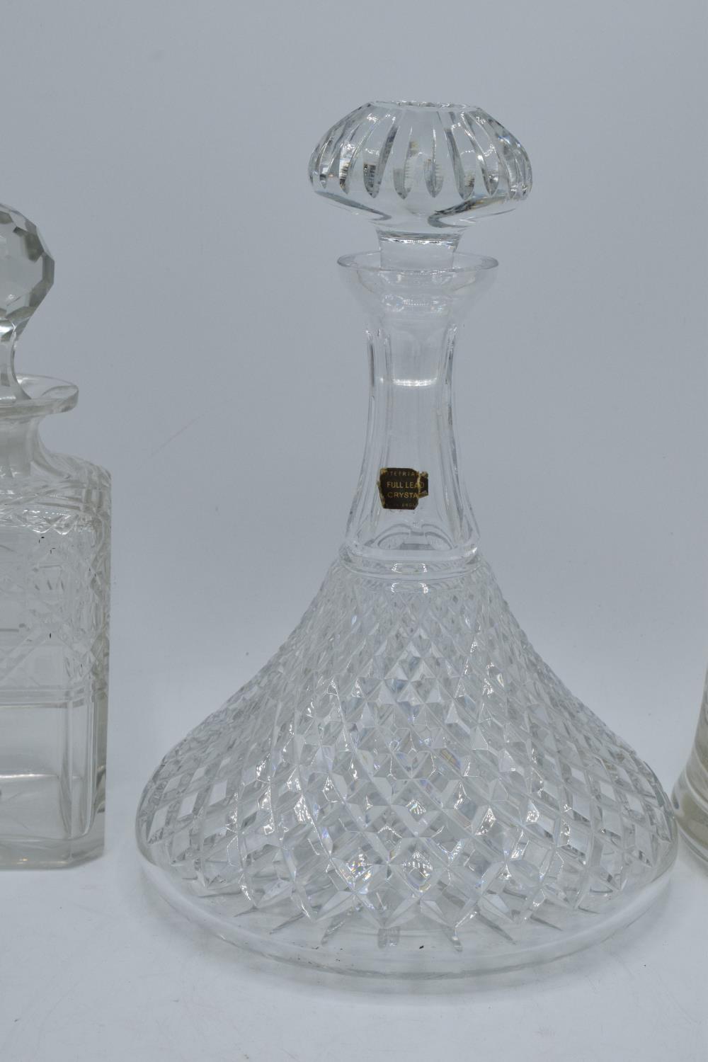 A collection of glass decanters to include a Whitefriars full lead crystal ships style example ( - Image 3 of 5