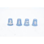Wedgwood Jasperware thimbles to include a fish, Joannes Pavlvs II, a lady and dancing hours