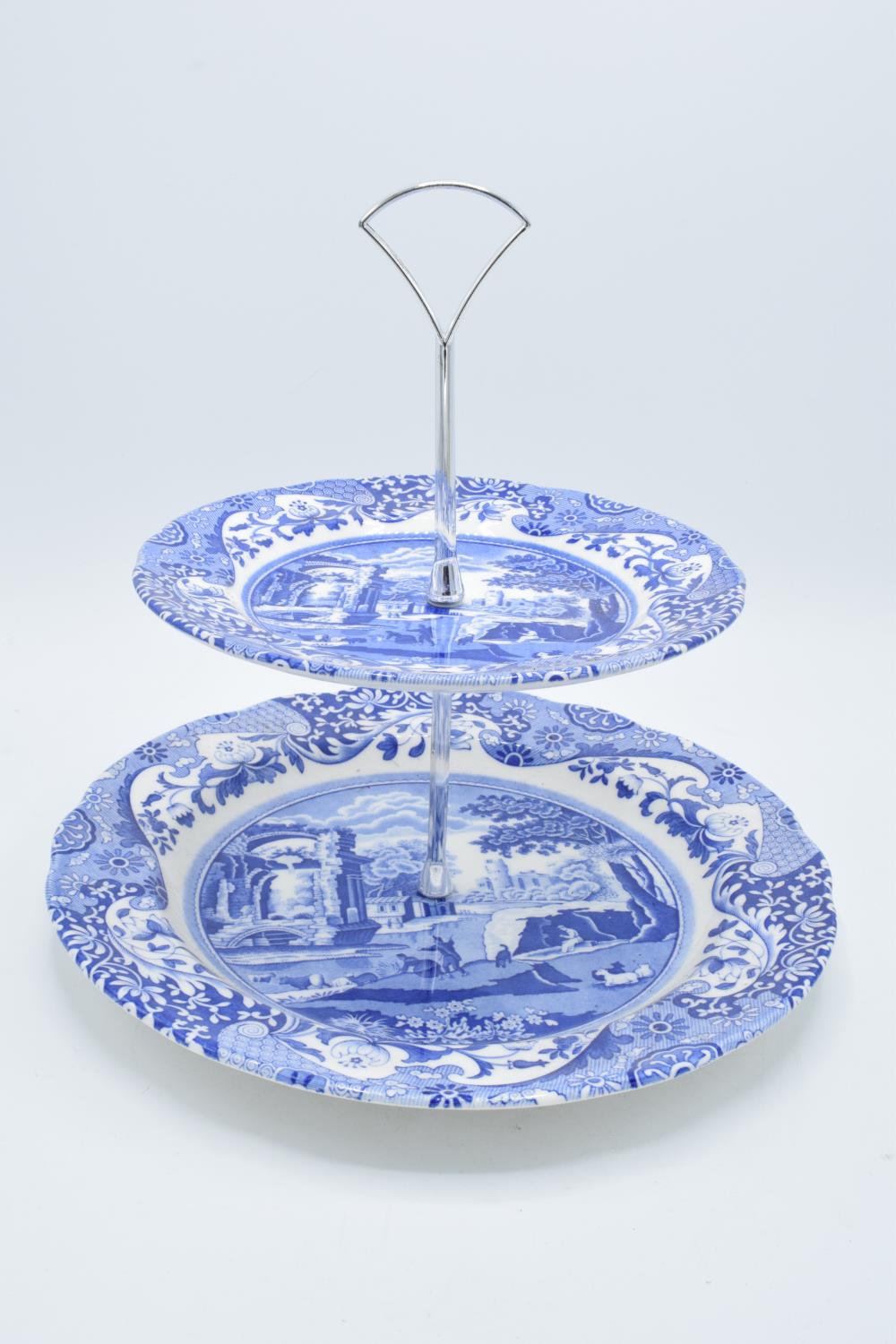 Spode Blue Italian 2 tier cakestand. In good condition with no obvious damage or restoration. Height