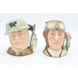 Small Royal Doulton character jugs The Airman D6870 and The Soldier D6876 (2). In good condition