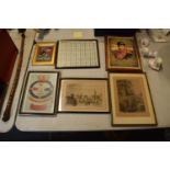 A collection of 20th century prints together 2 early 20th century pencil etchings (6) No postage,