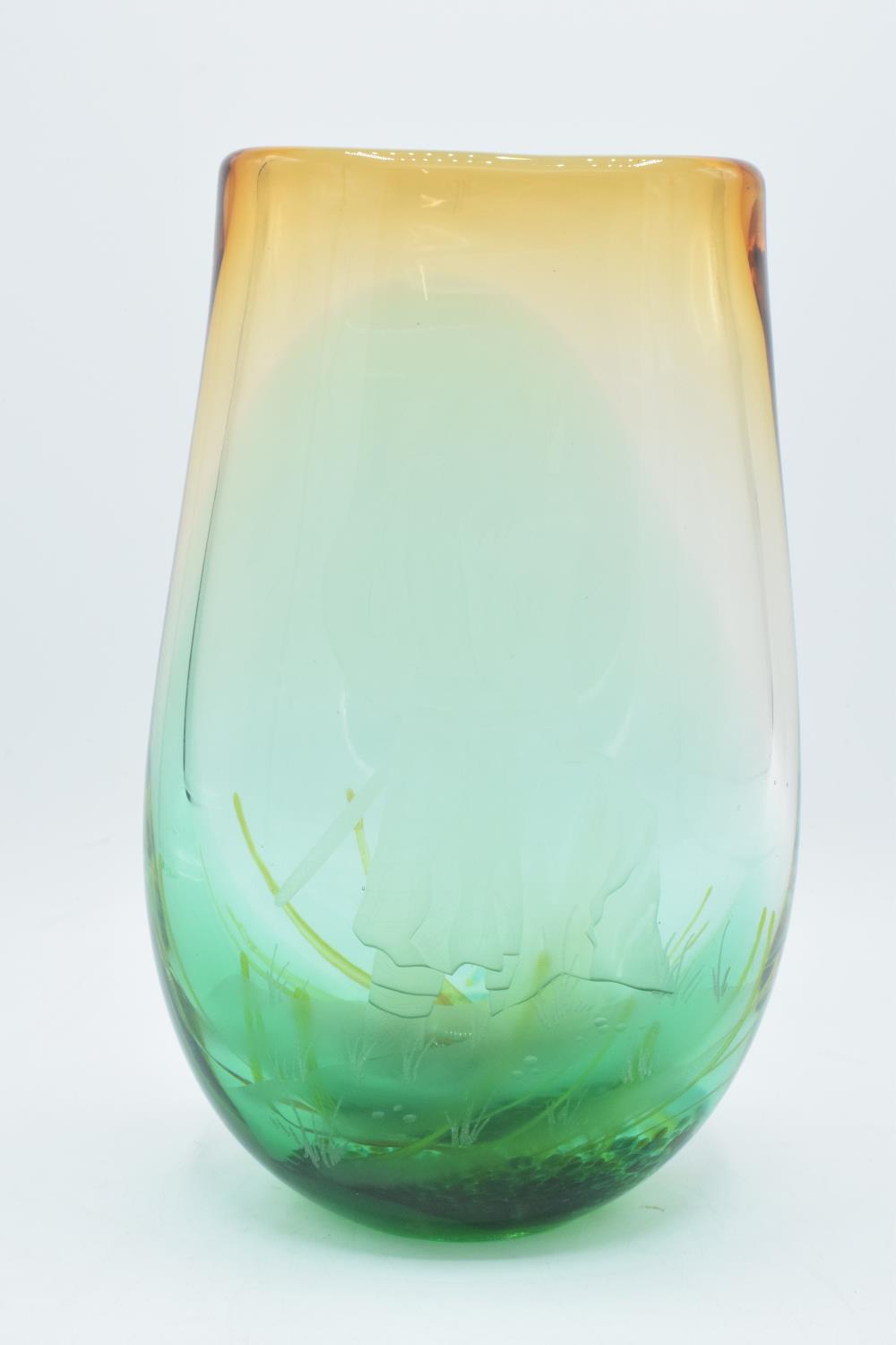 Caithness one-off glass vase 'Highlander' 2002, signed to base by the artist. 27cm tall. - Image 2 of 10