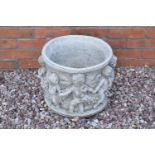 Reconstituted stone large cherub planter. Made in England, these items are frost and weather