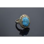 Mexican silver ring with a turquoise matrix. Gross weight 5.8 grams.