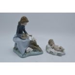 Nao by Lladro baby Jesus and girl with rabbits 1026 (2). In good condition with no obvious damage or