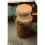 20th century milk churn 'United Dairies Wholesale LTD'. Badly rusted. Small dent in the side. 72cm