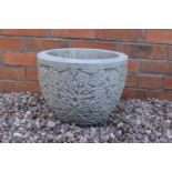 Reconstituted stone small Regency planter. Made in England, these items are frost and weather proof.